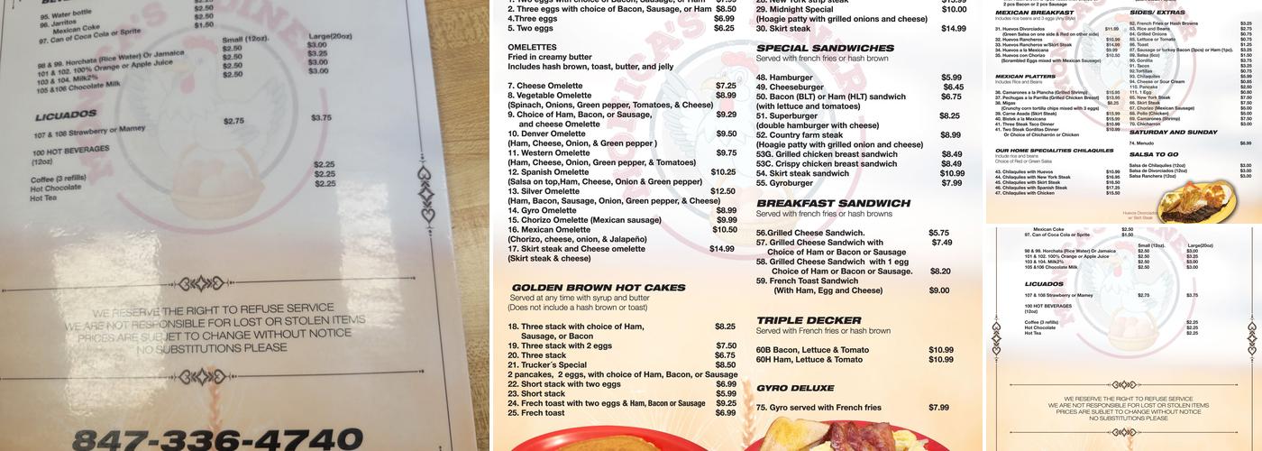 Monica's Diner Menu