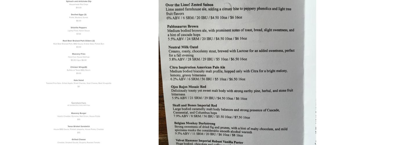 Lake Bluff Brewing Company Menu