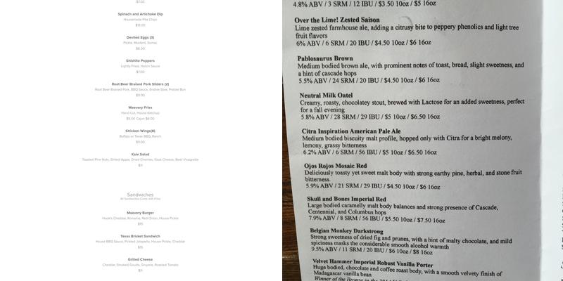 Lake Bluff Brewing Company Menu