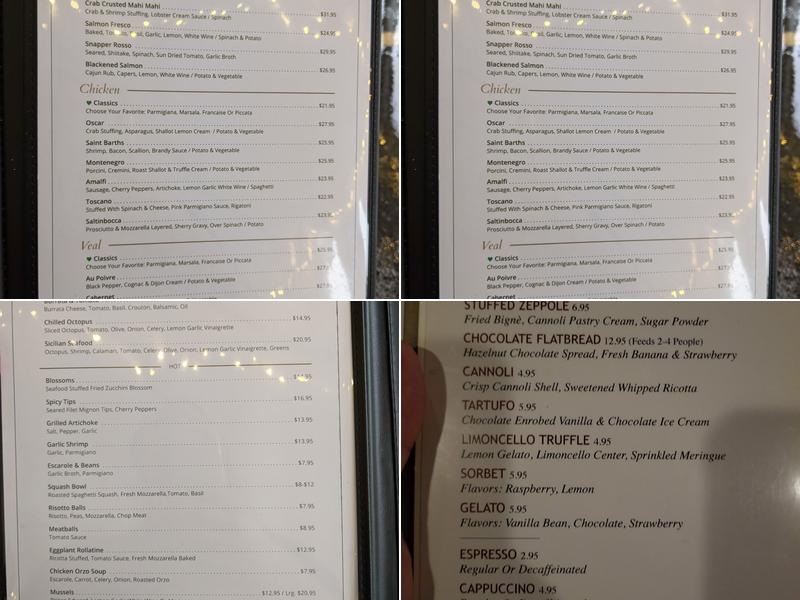 Rosario's Trattoria & Pizzeria Menu