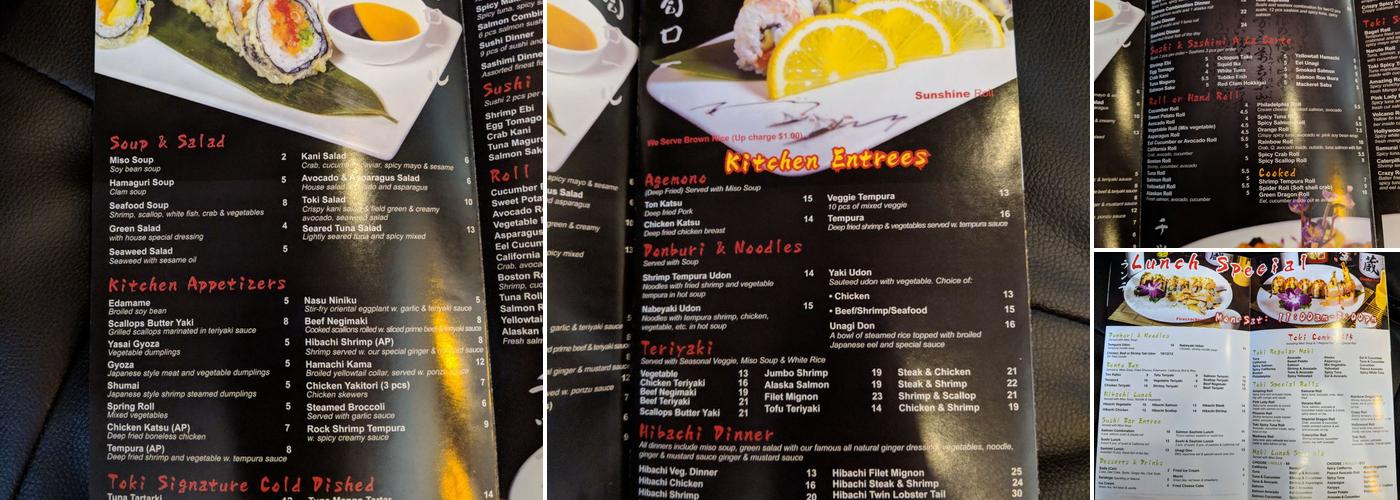 TOKI JAPANESE RESTAURANT Menu