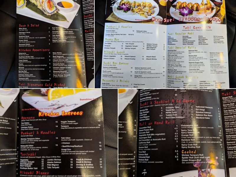 TOKI JAPANESE RESTAURANT Menu