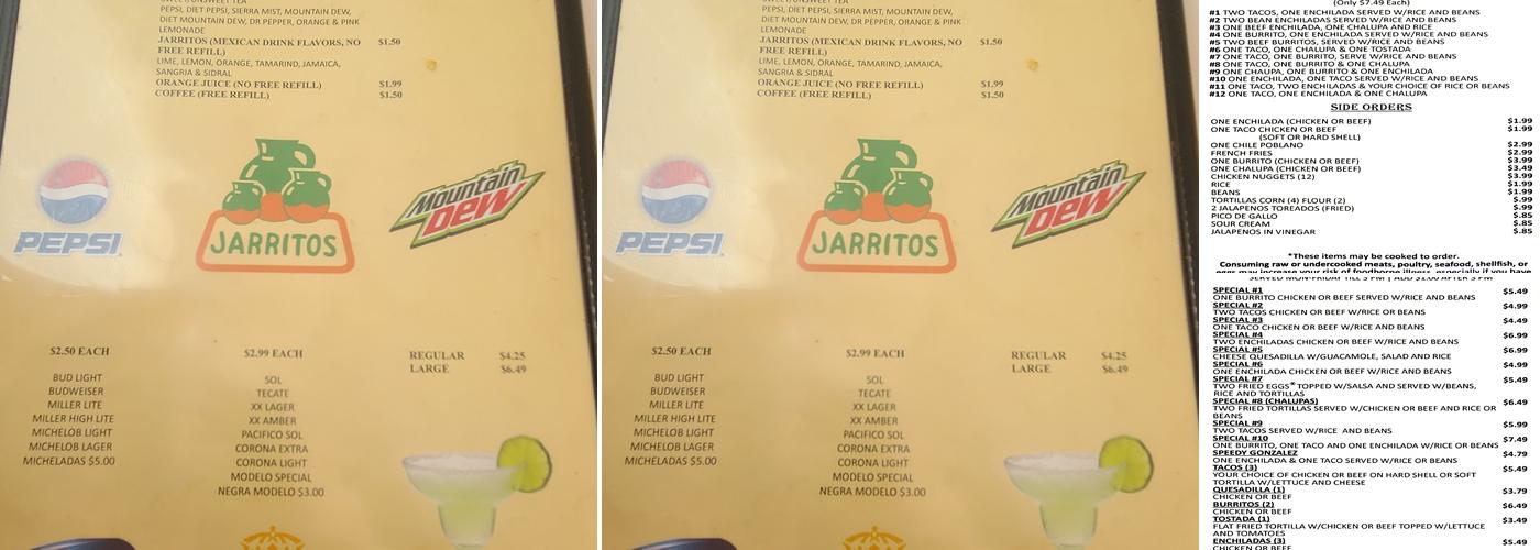 El Jarrito Menu