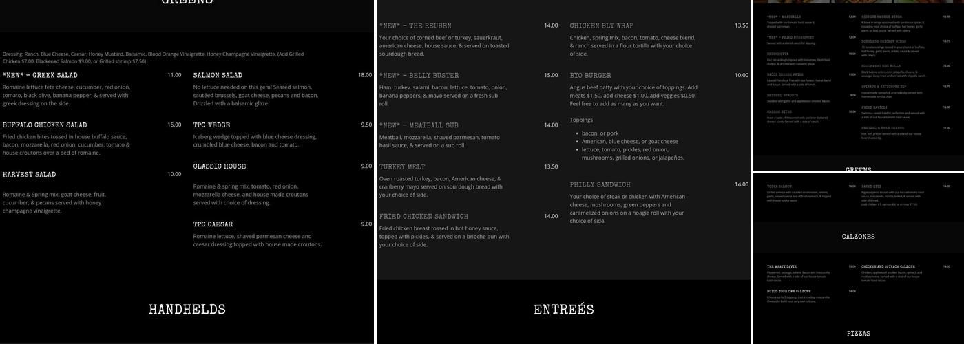 Tanglewood Pizza Company Menu