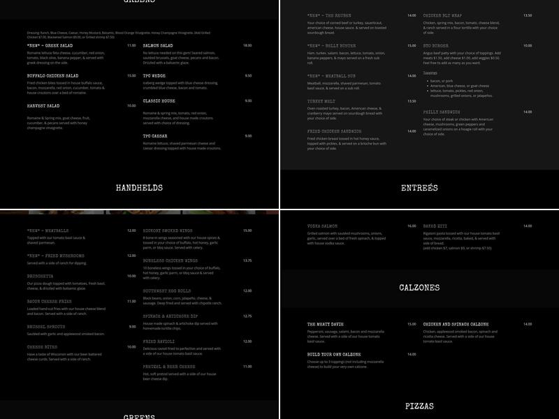 Tanglewood Pizza Company Menu