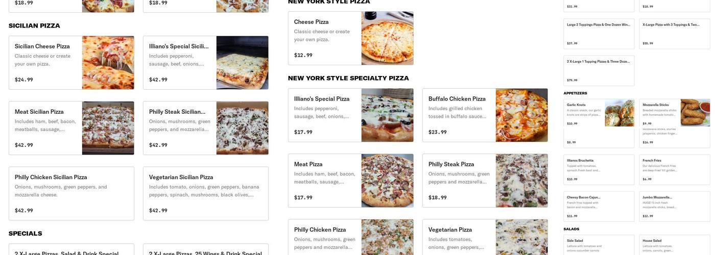 Illiano's Pizza Italian Family Restaurant Menu