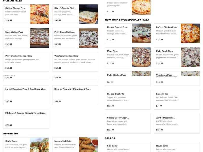 Illiano's Pizza Italian Family Restaurant Menu