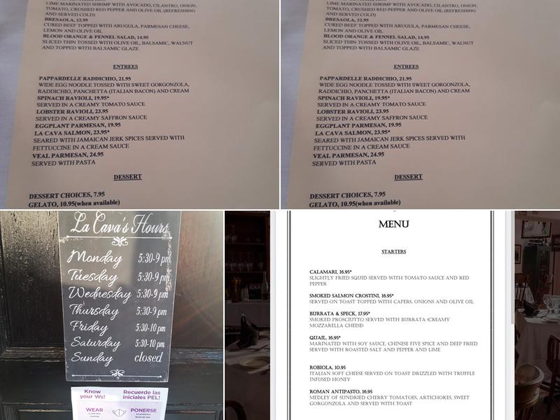 La Cava Restaurant Menu