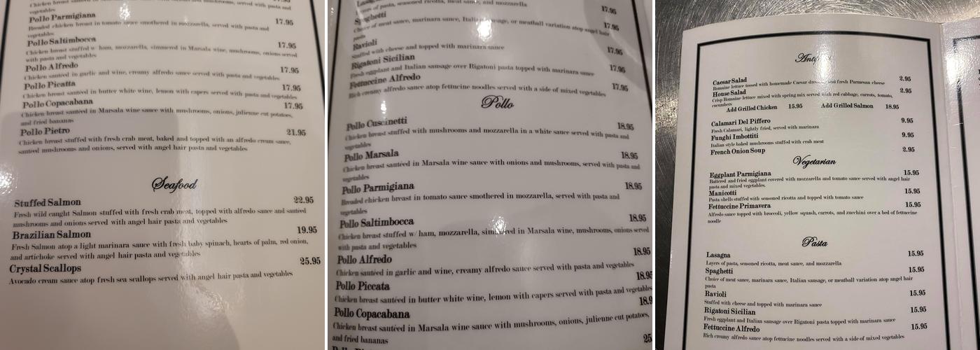 Santos Chef Menu