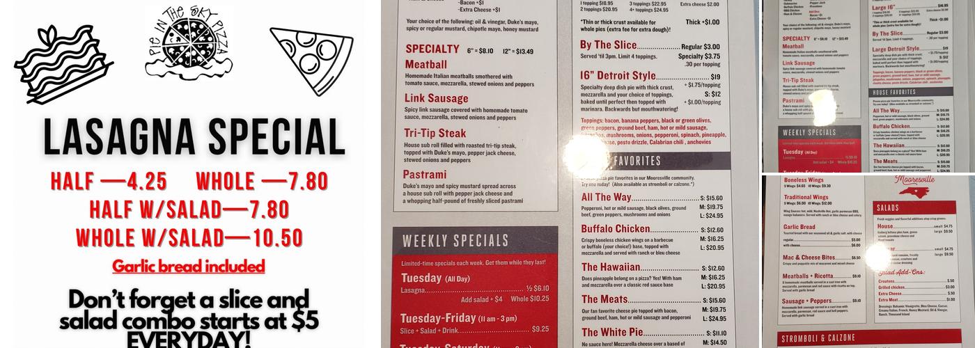Pie In The Sky Pizza Menu