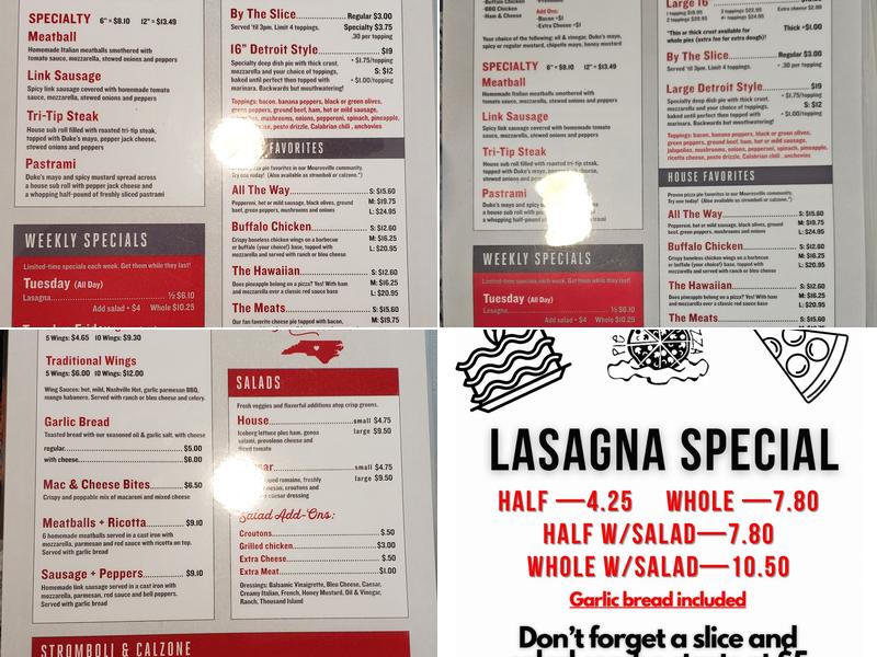 Pie In The Sky Pizza Menu