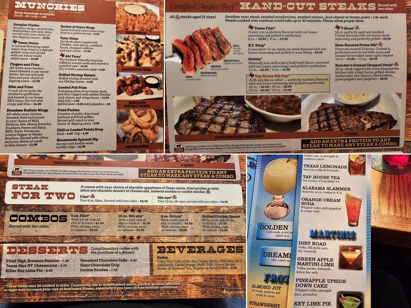 Texas Steak & Tap House Menu