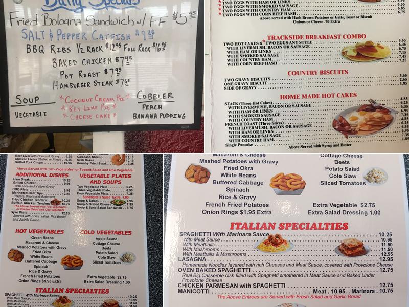 Trackside Restaurant Menu