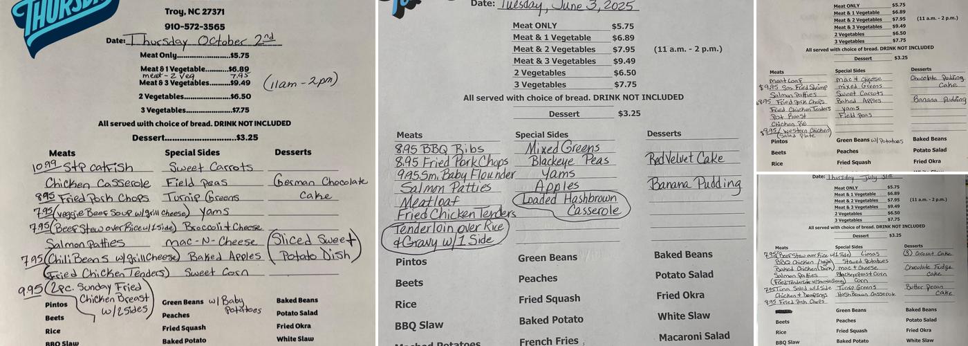 Hometown BBQ & Seafood Menu