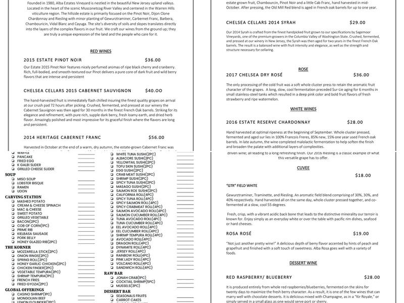 POC All You Can Eat Sushi - Hackensack, NJ Menu