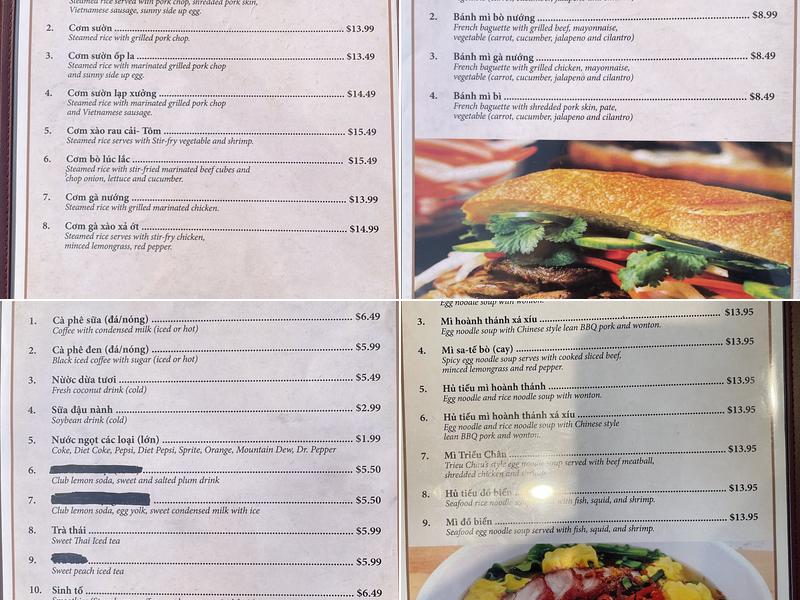 Saigon Noodle House Menu