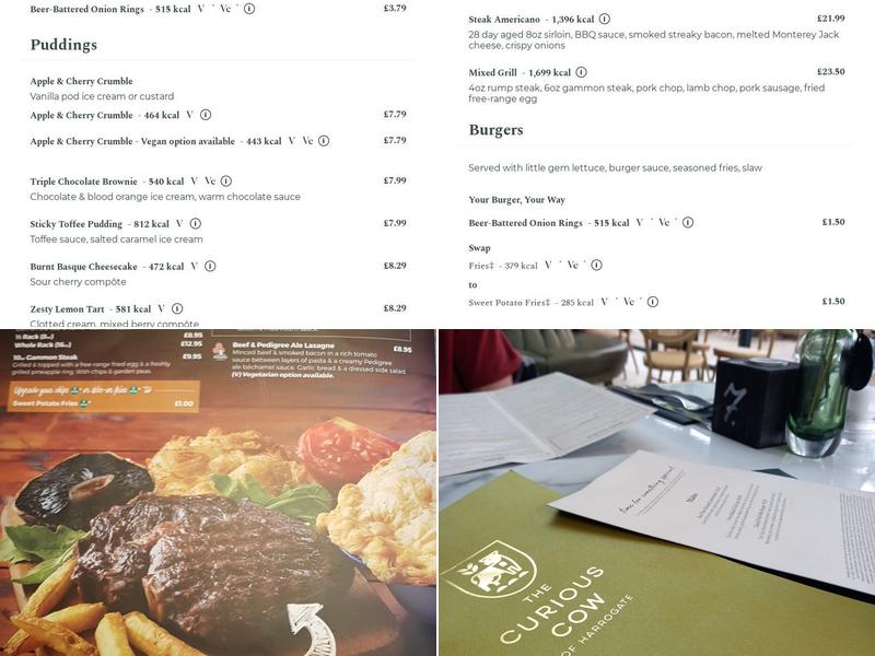 Curious Cow of Harrogate Menu
