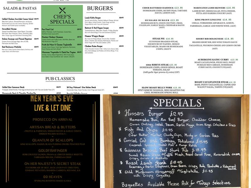 Yorkshire Hussar Inn Menu
