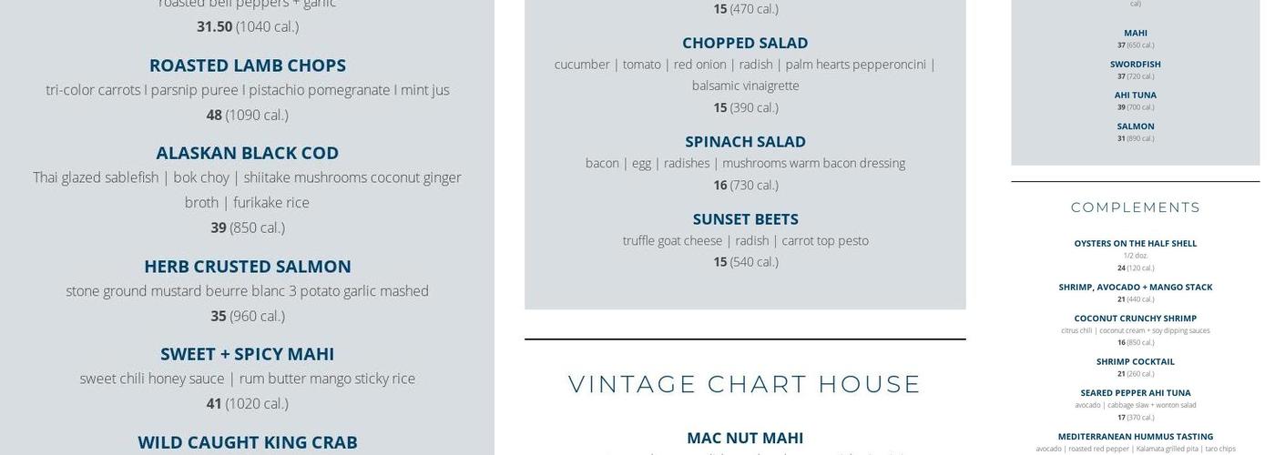 Chart House Menu