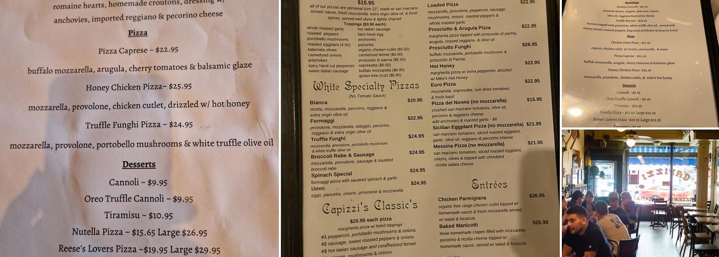 Capizzi Menu