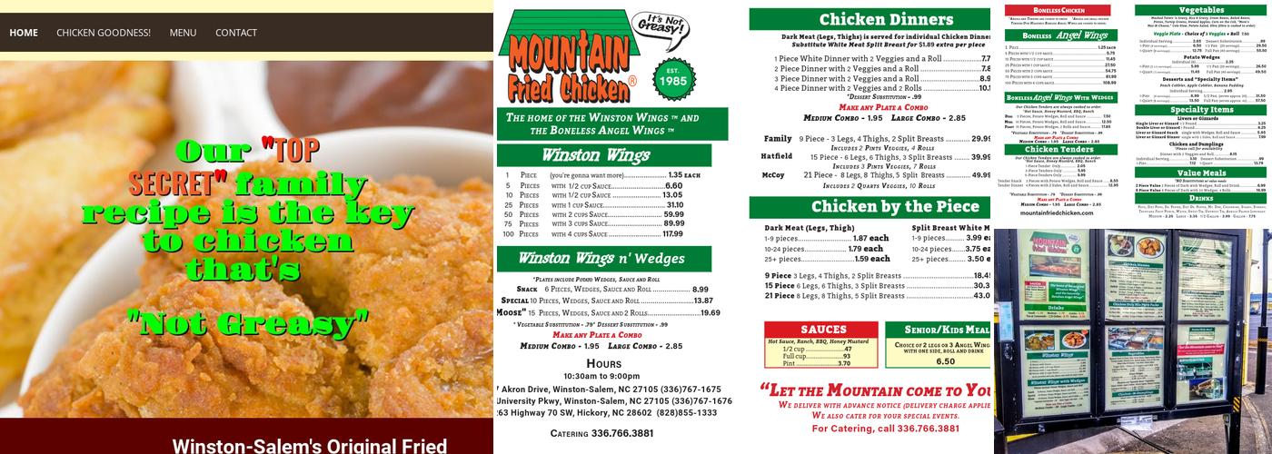 Mountain Fried Chicken Menu