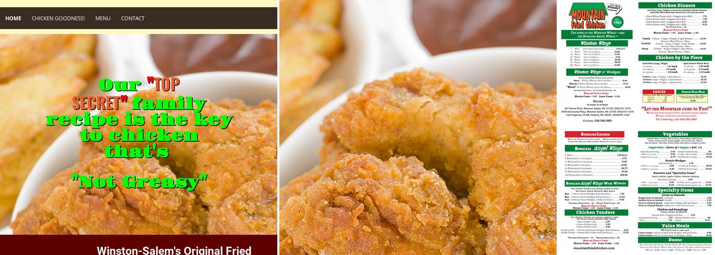 Mountain Fried Chicken Menu