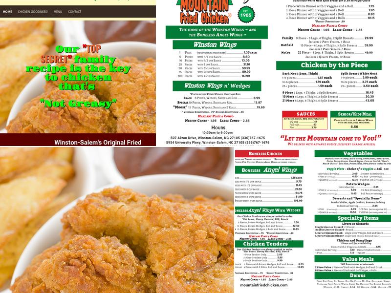 Mountain Fried Chicken Menu