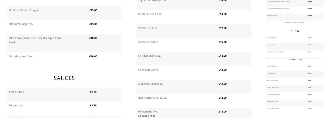 Shoulder Of Mutton Kirby Hill Menu