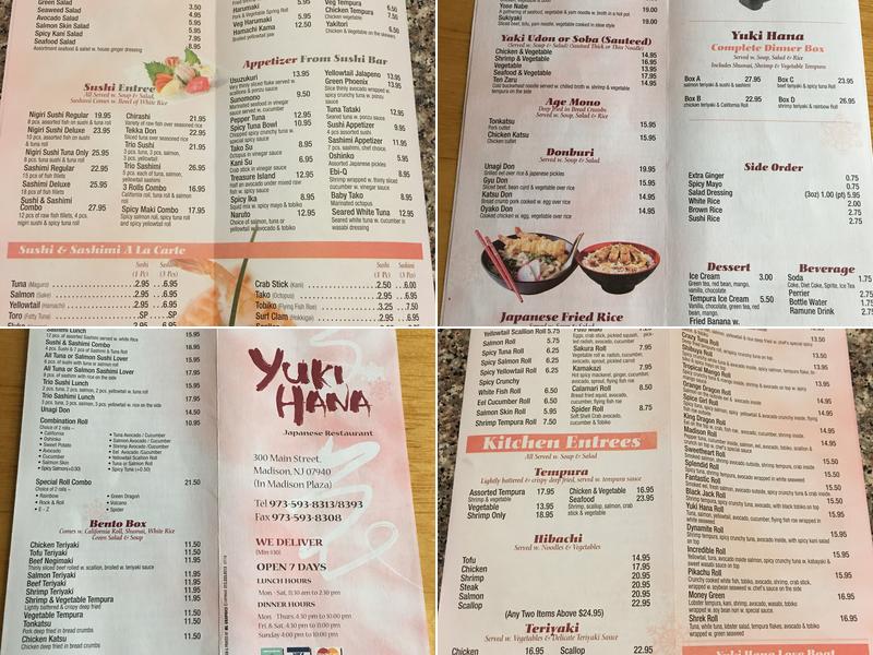 Yuki Hana Menu