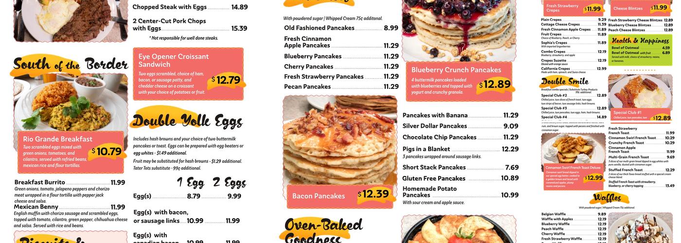 Sophia's Famous Pancakes Menu