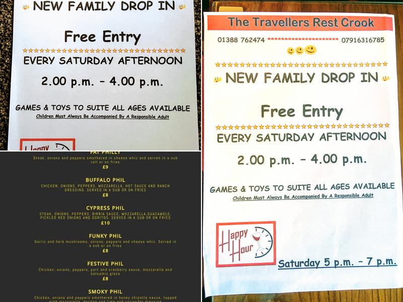 Travellers Rest Menu