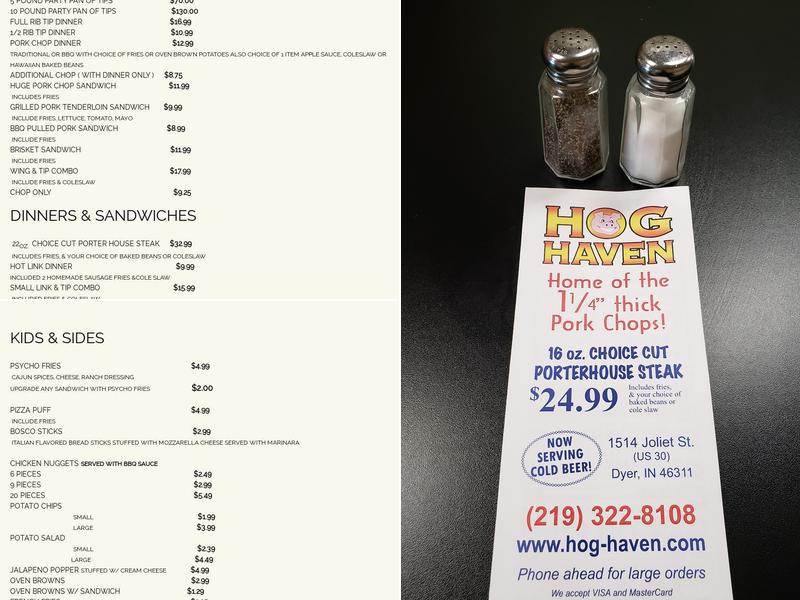 Hog Haven Menu