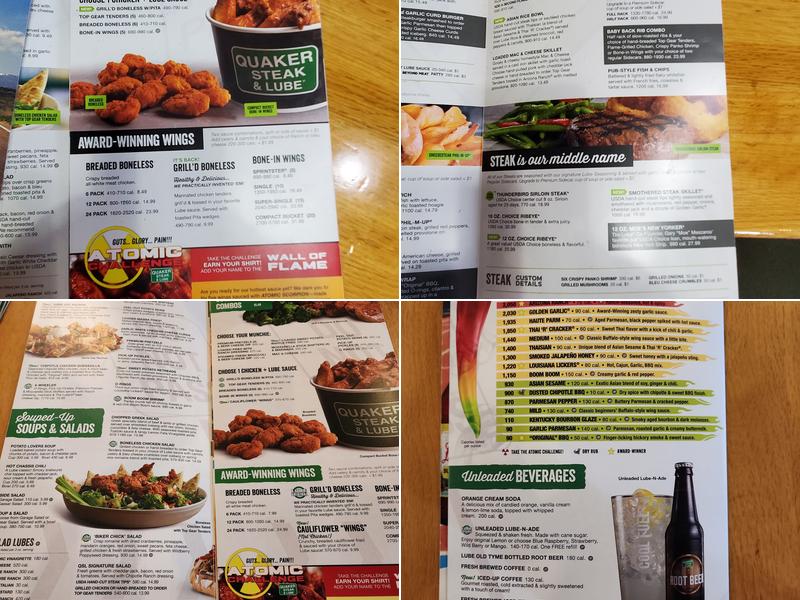 Quaker Steak & Lube Menu