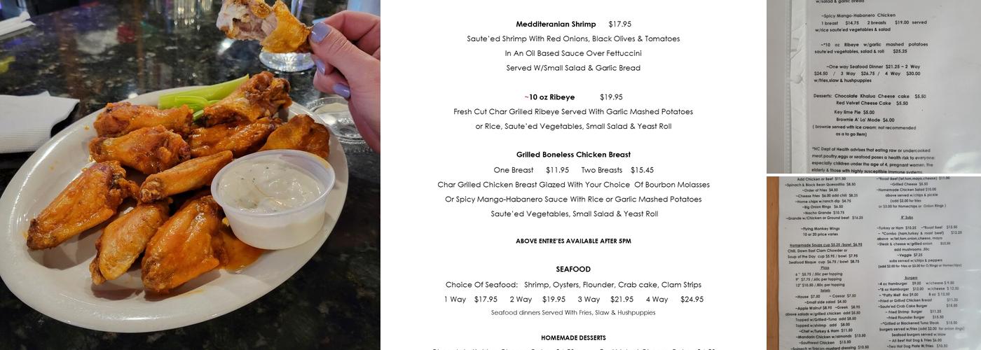 Monkey Bar & Grill Menu