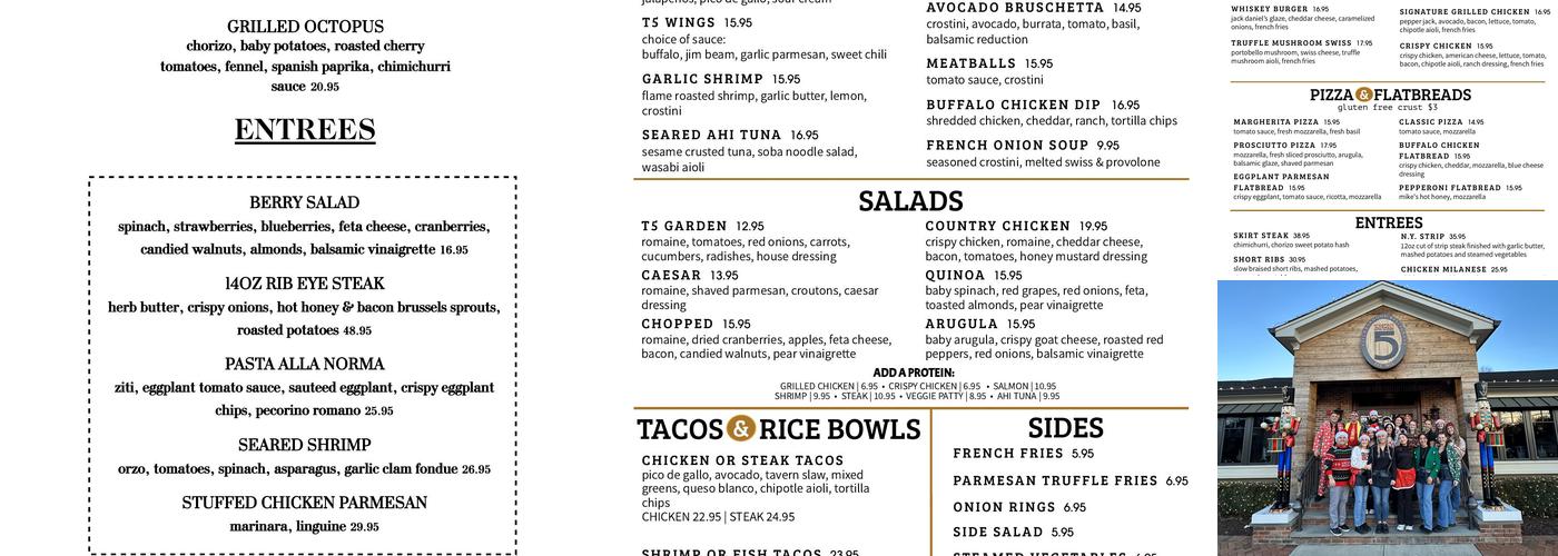 Tavern 5 Menu