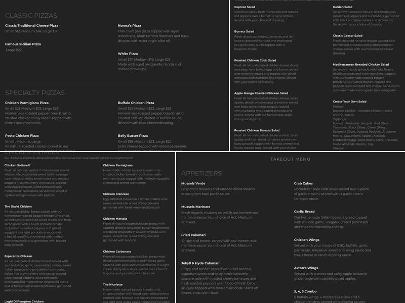 Axton's By Chef Anton Testino Menu