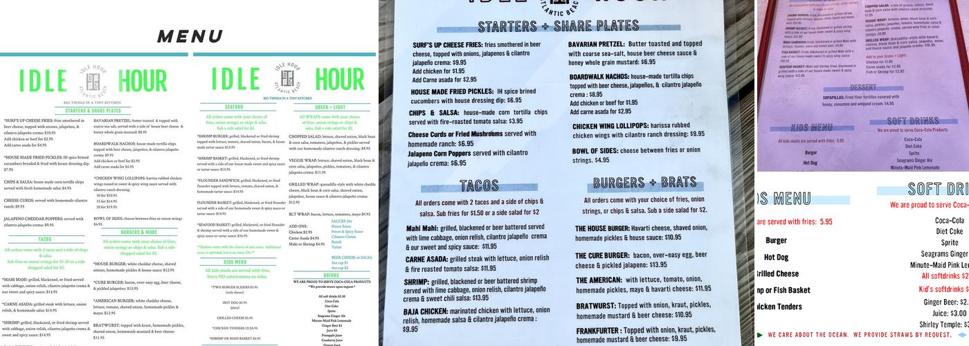 Idle Hour Biergarten Menu