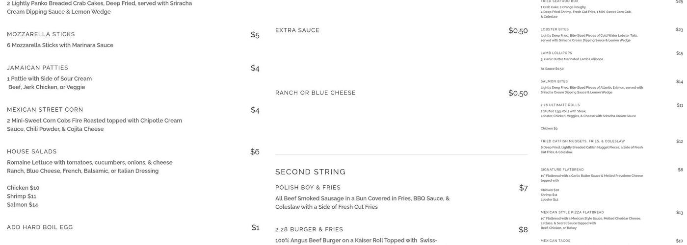 Lounge 2.28 Bar & Grille Menu