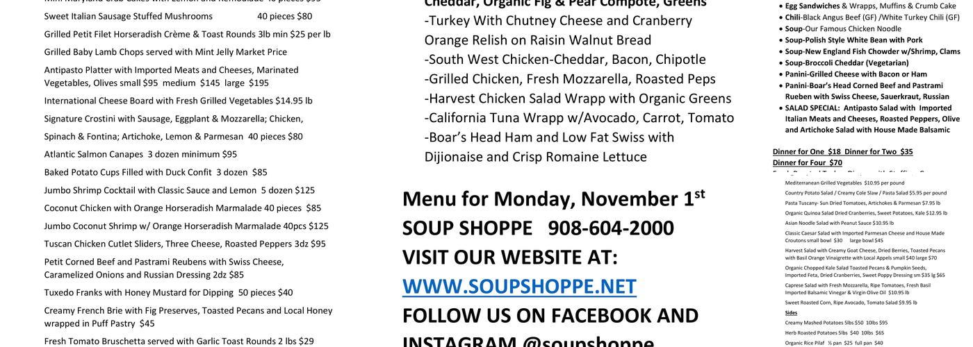 Soup Shoppe Menu