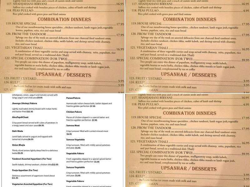 Pooja Exotic Indian Cuisine Menu