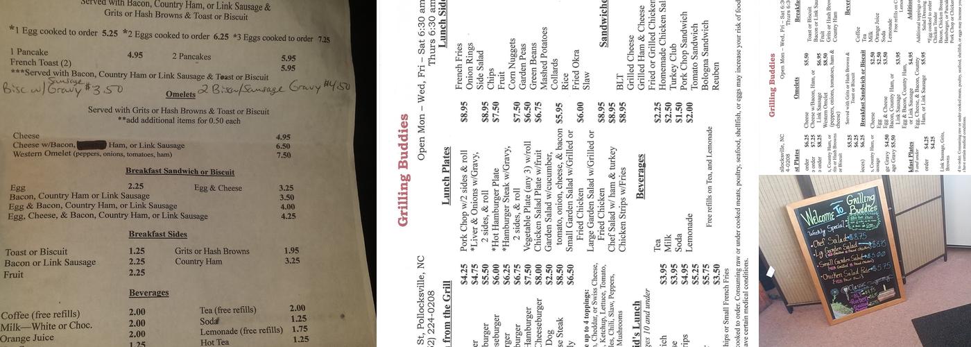 Grilling Buddies Menu