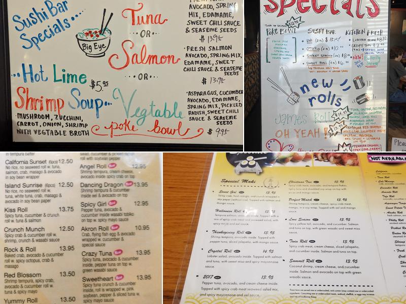 Big Eye Japanese Cuisine & Sushi Bar Menu