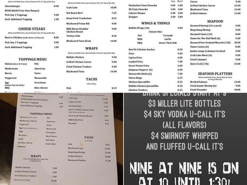The Cap'ns Corner Menu