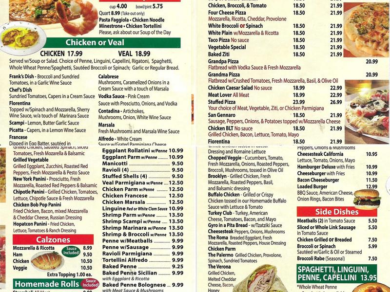 Frank's Pizza (Hopatcong) Menu