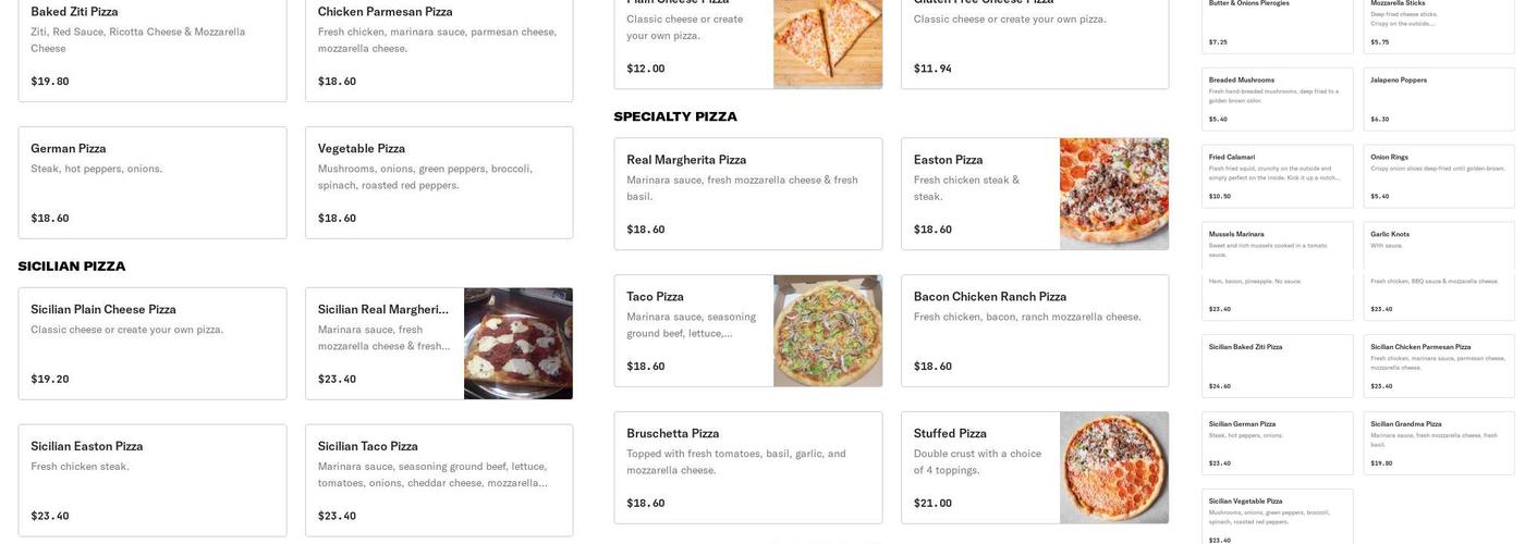 Casa di Franco Pizzeria Menu