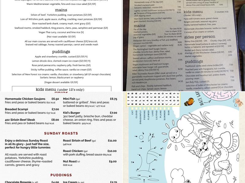 The Rockingham Arms Menu
