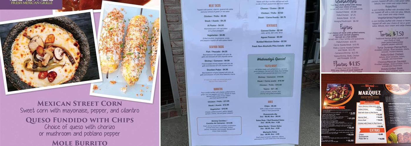 Marquez Mexican Grill Menu