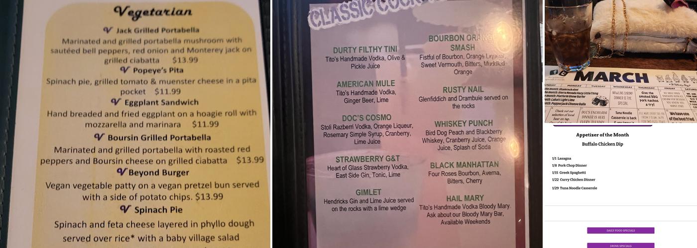 Doc Watson's Menu
