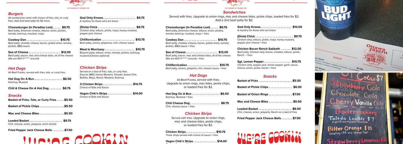 The Ottawa Tavern Menu