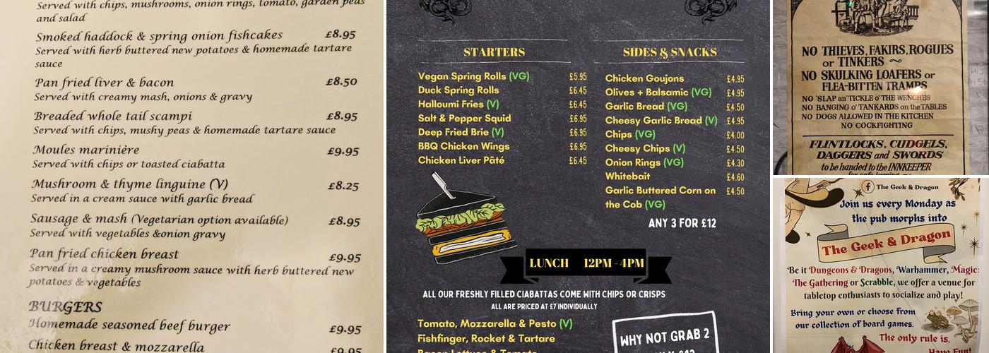 George and Dragon Menu